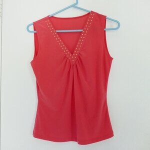 coral salmon v-neck sleeveless top size M